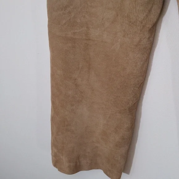 BRANDON Thomas Suede Leather Tan High Waisted Pants 8 - Picture 7 of 7